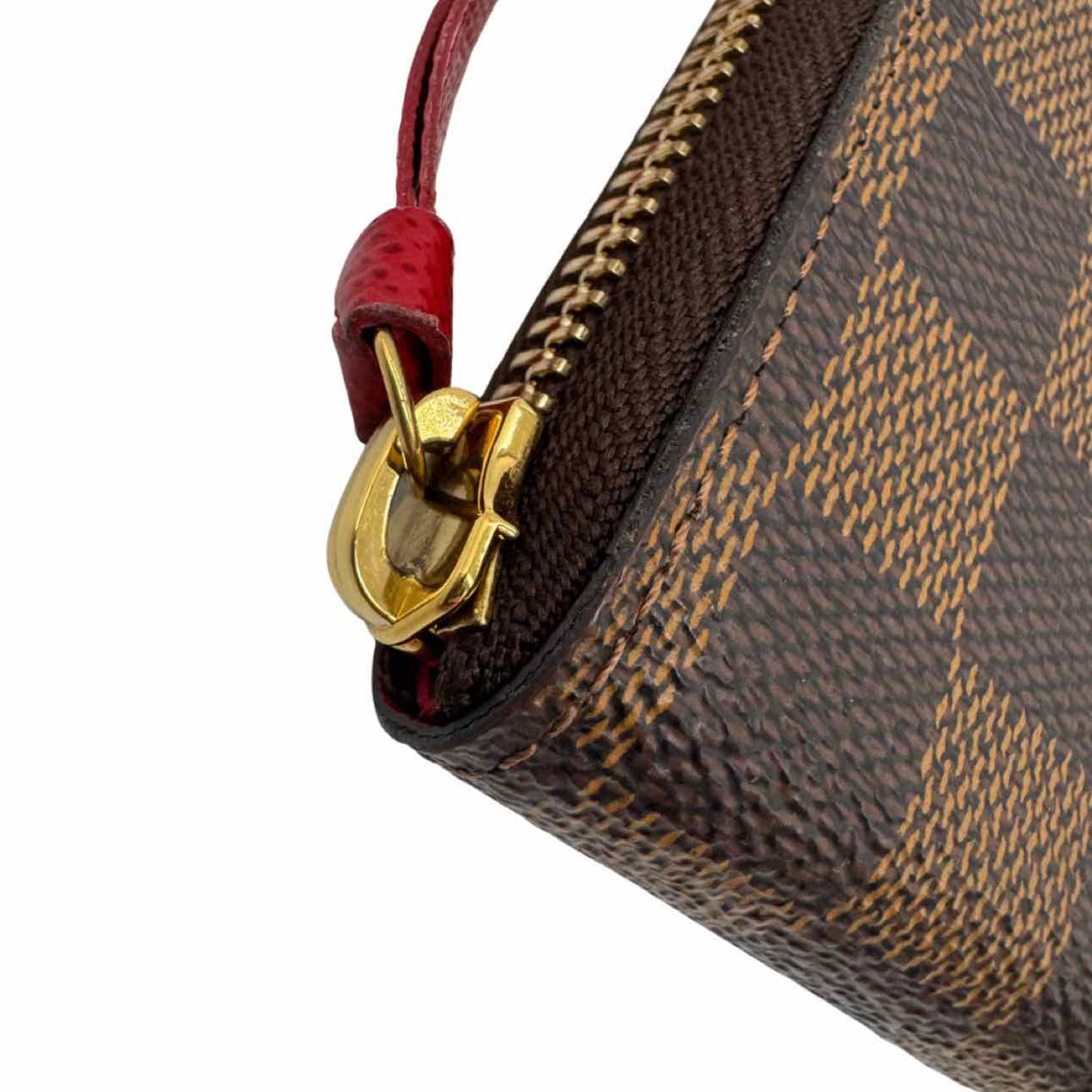 LOUIS VUITTON Damier Ebene Canvas Clemence Wallet Brown