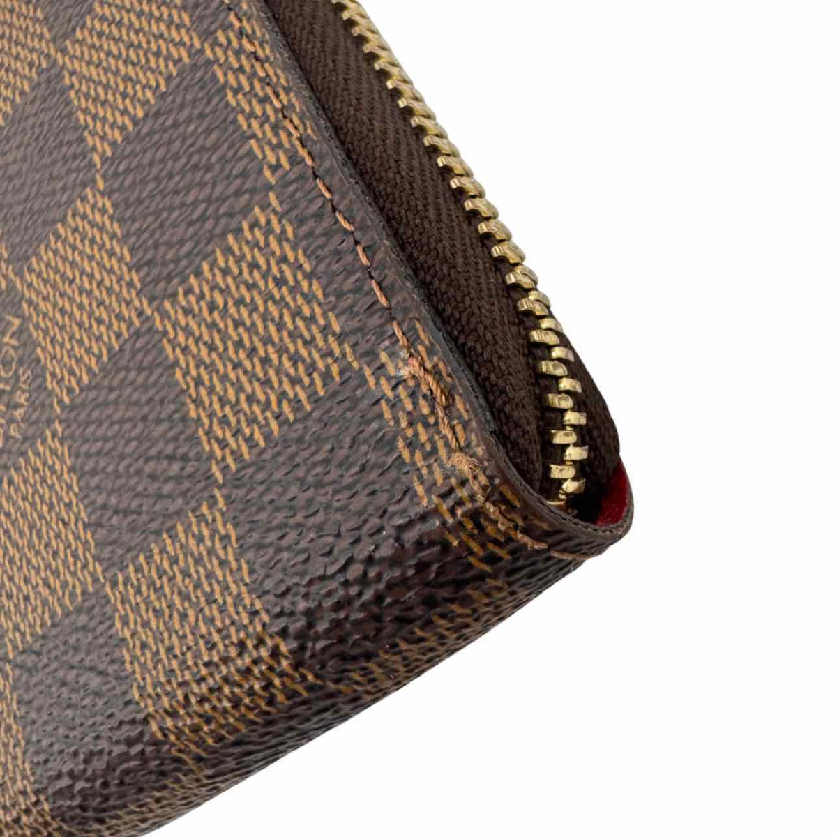 LOUIS VUITTON Damier Ebene Canvas Clemence Wallet Brown