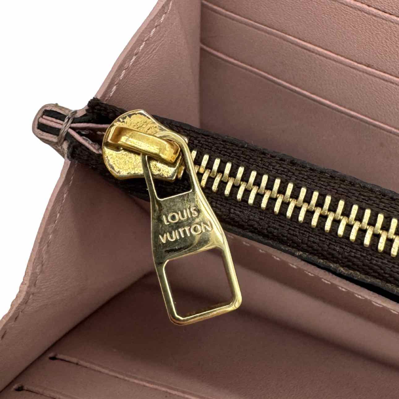 LOUIS VUITTON Damier Ebene Croisette Chain Wallet Rose Ballerine