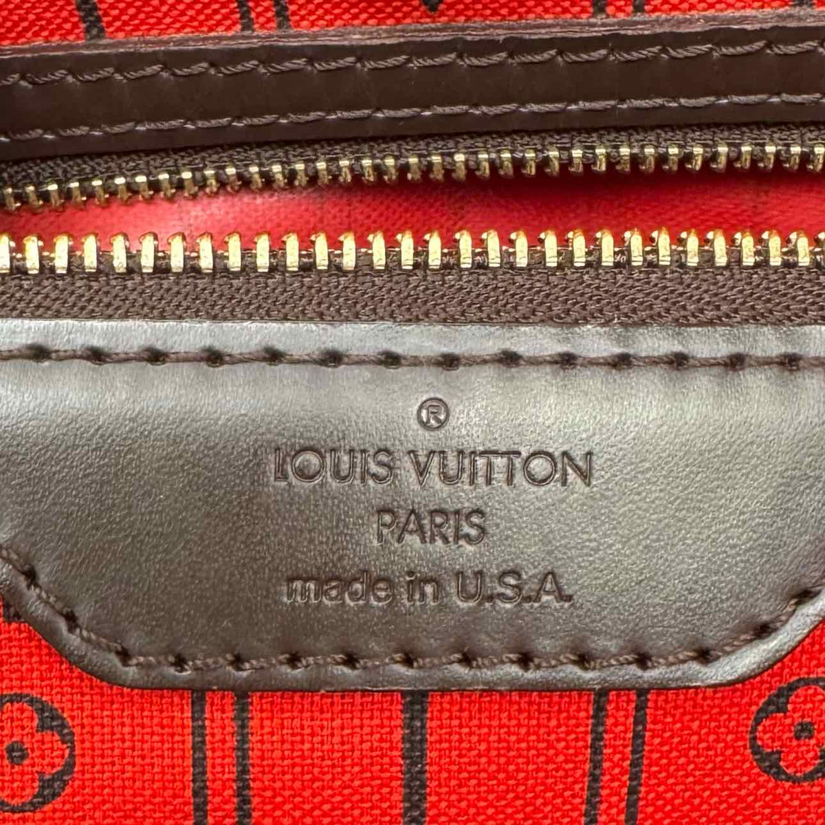 LOUIS VUITTON Damier Ebene Neverfull MM Tote Bag Brown