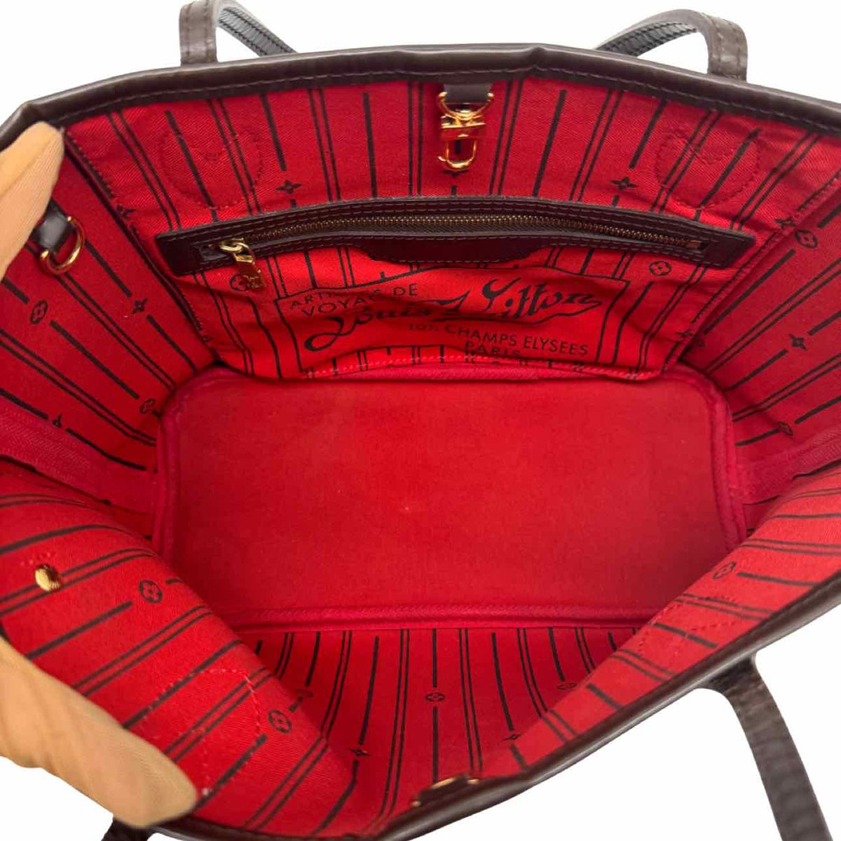 LOUIS VUITTON Damier Ebene Neverfull PM Brown Tote