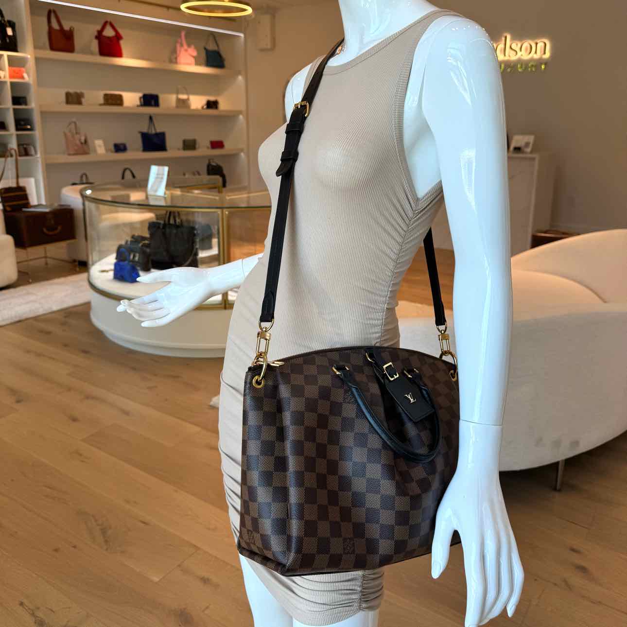 LOUIS VUITTON Damier Ebene Odeon Tote MM Brown (Pre-Owned)