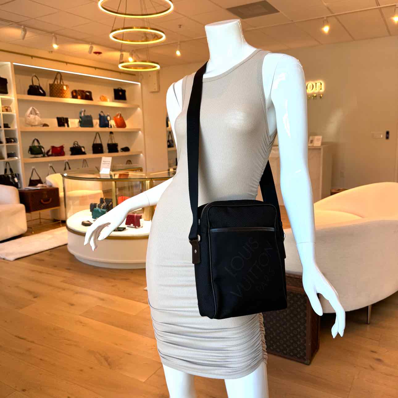 LOUIS VUITTON Damier Geant Citadin Messenger Bag Black