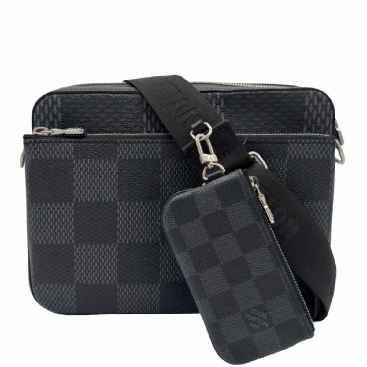 LOUIS VUITTON Damier Graphite 3D Trio Messenger Crossbody Black