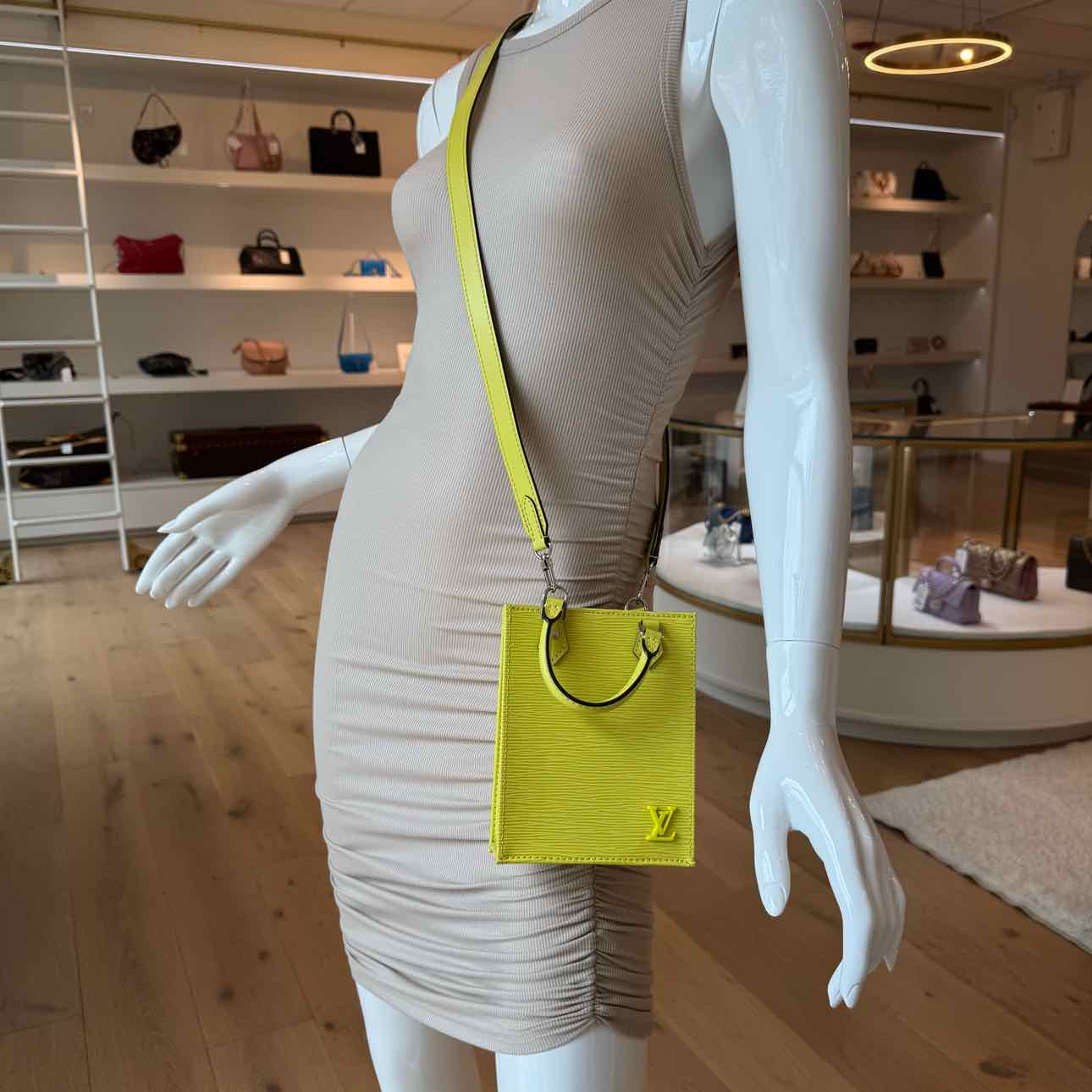 LOUIS VUITTON Epi Leather Petit Sac Plat Crossbody Bag Yellow Citron