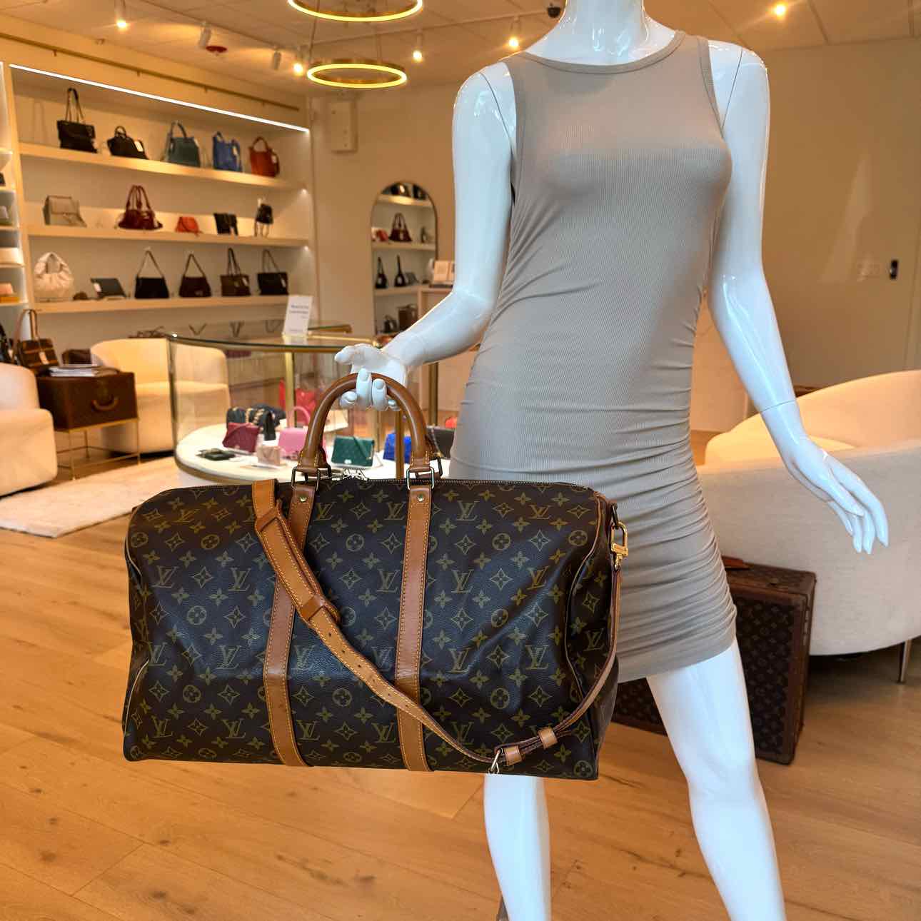 LOUIS VUITTON Monogram Canvas Keepall Bandouliere 50 Brown Duffle