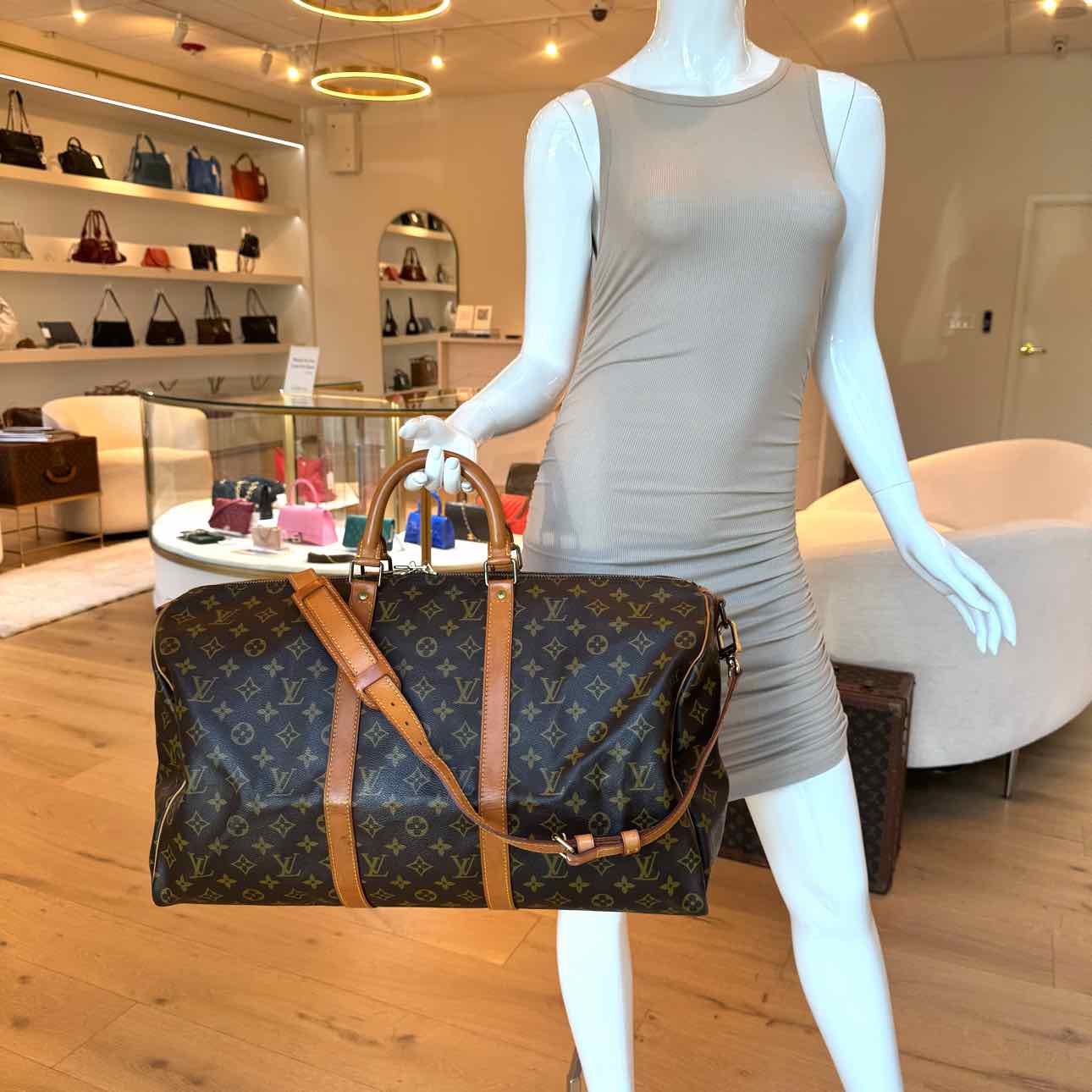 LOUIS VUITTON Monogram Canvas Keepall Bandouliere 50 Duffle Bag