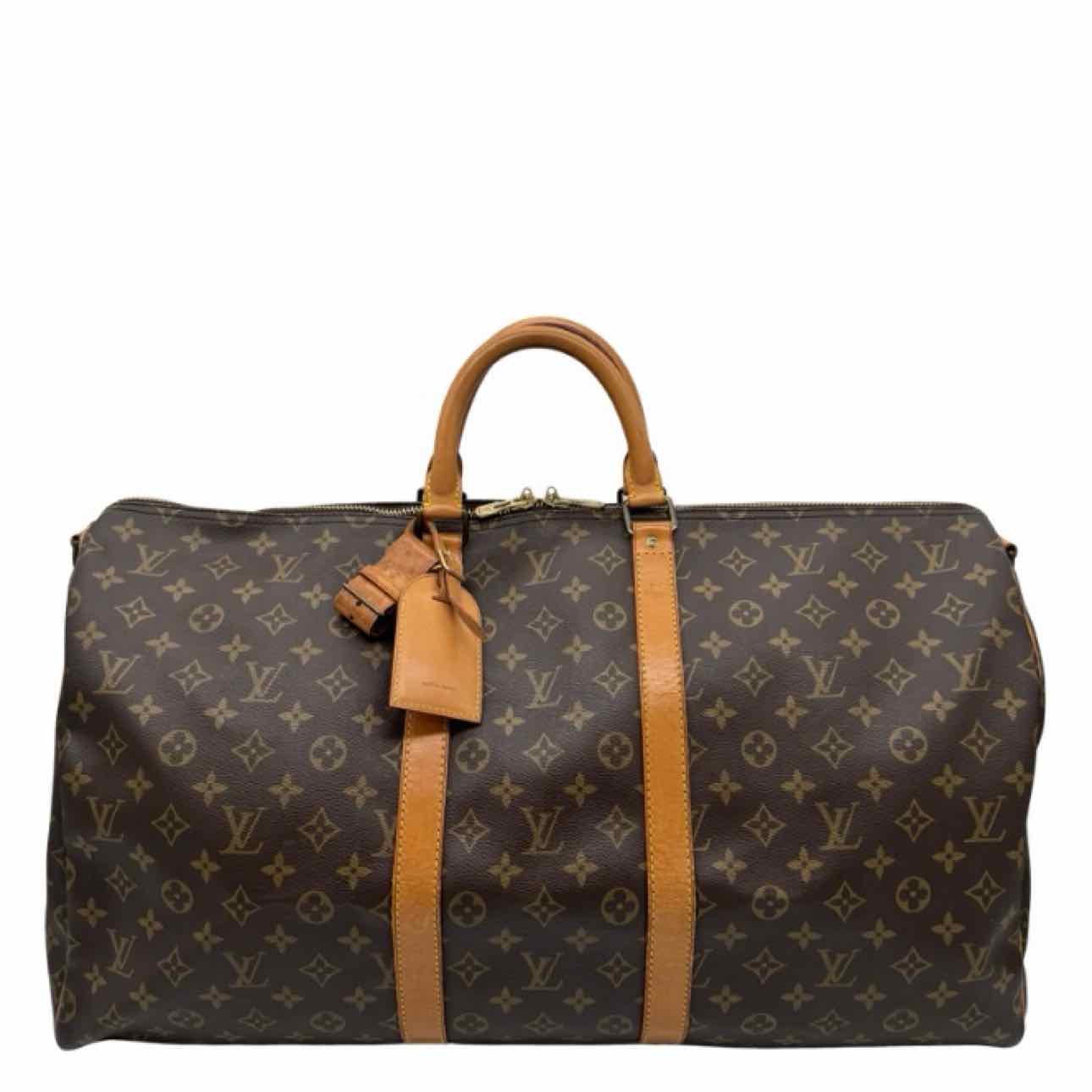 LOUIS VUITTON Monogram Canvas Keepall Bandouliere 55 Brown