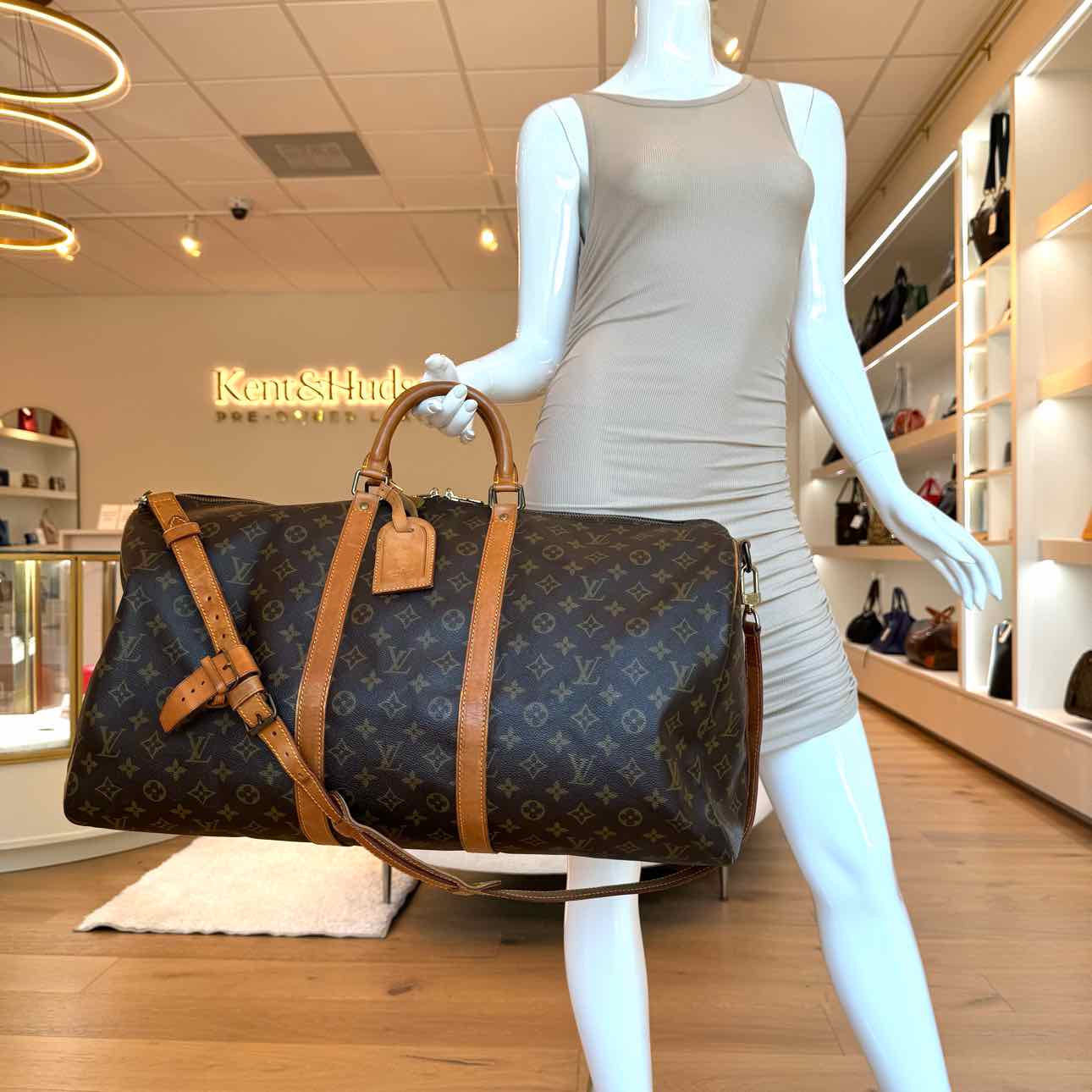 LOUIS VUITTON Monogram Canvas Keepall Bandouliere 55 Brown (Pre-Owned)