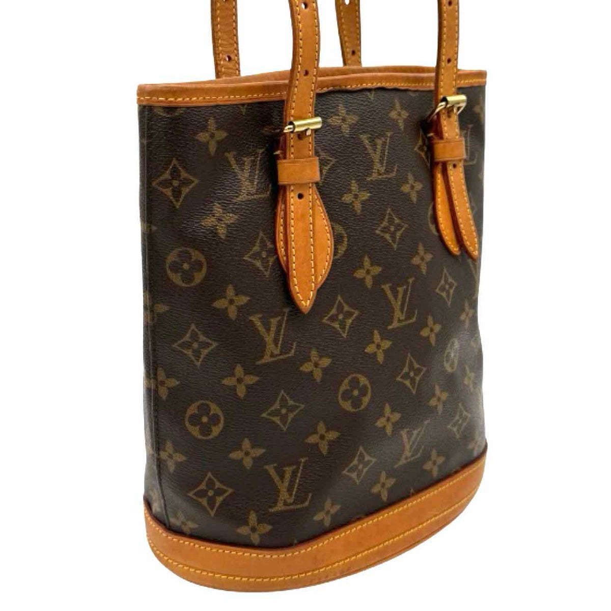 LOUIS VUITTON Monogram Canvas PM Bucket Bag Brown