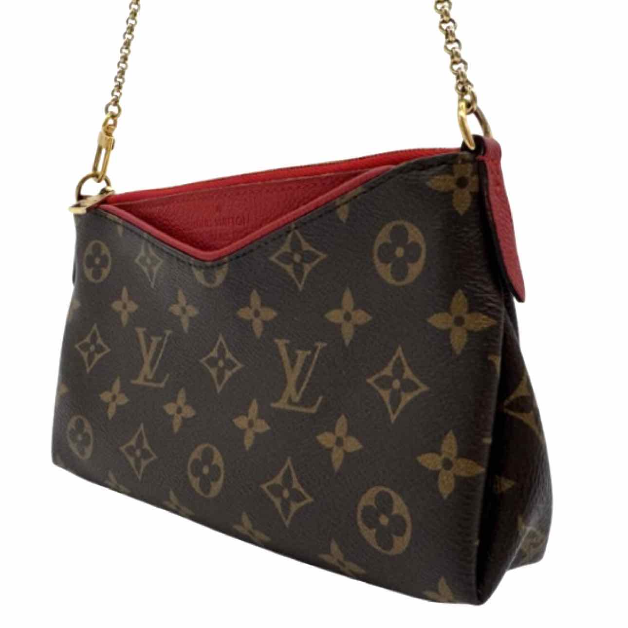 LOUIS VUITTON Monogram Canvas Pallas Clutch Brown Crossbody