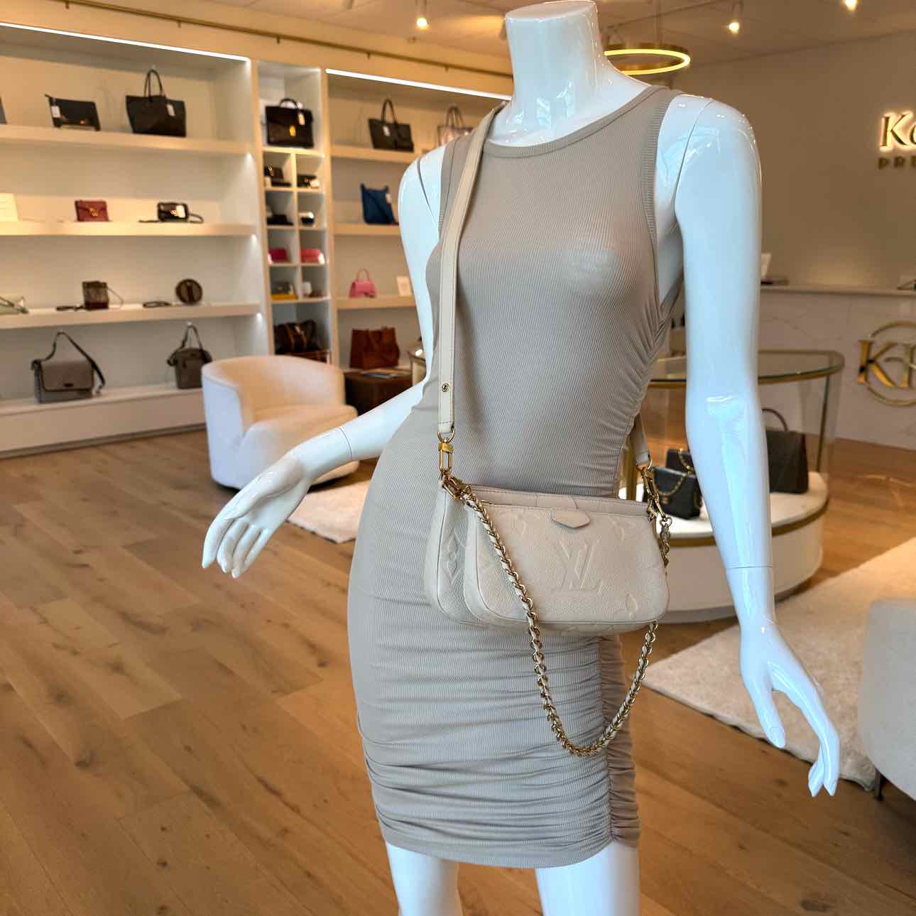 LOUIS VUITTON Monogram Empreinte Multi Pochette Accessoires  Beige Crossbody Bag