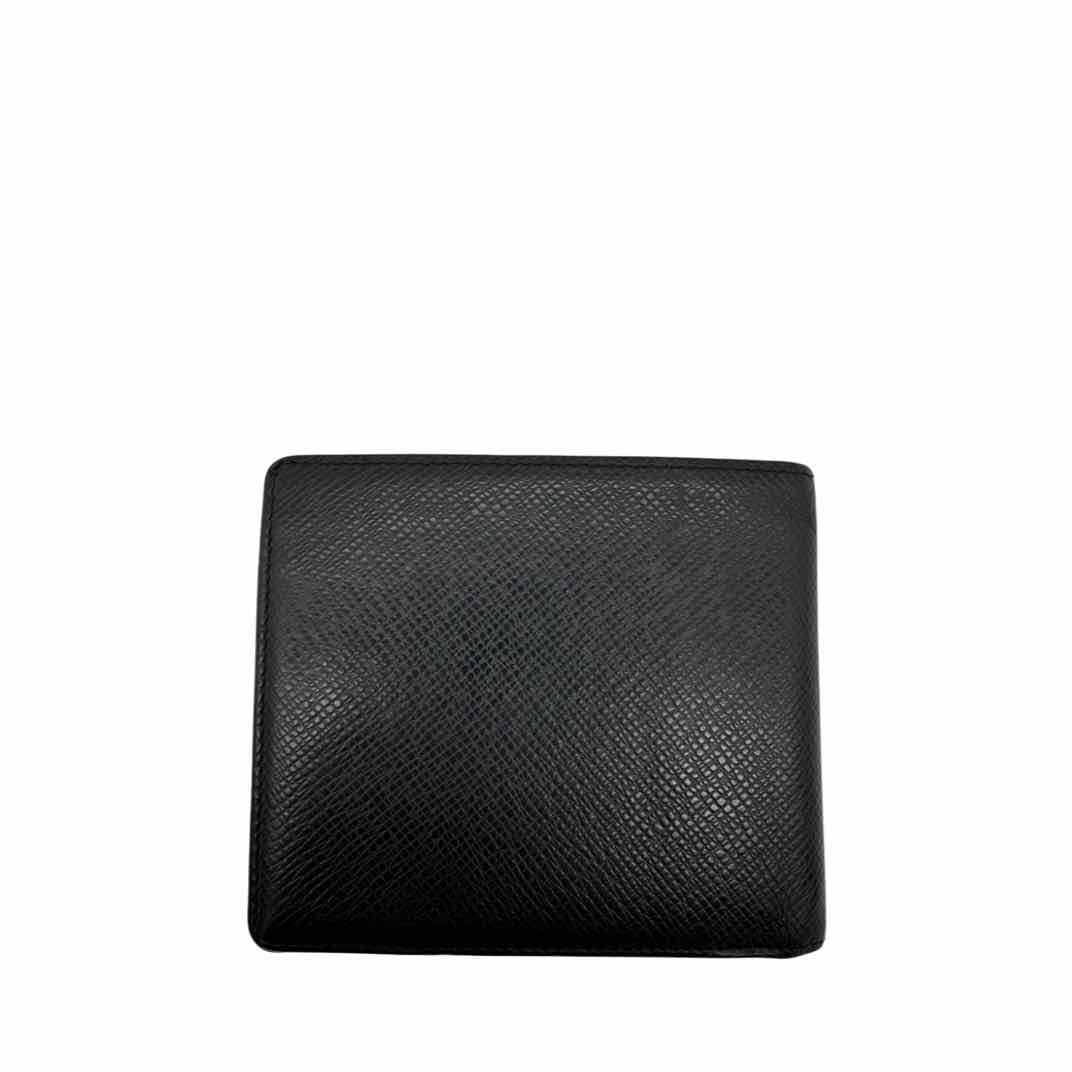 LOUIS VUITTON Taiga Leather Bifold Wallet Black (Pre-Owned)
