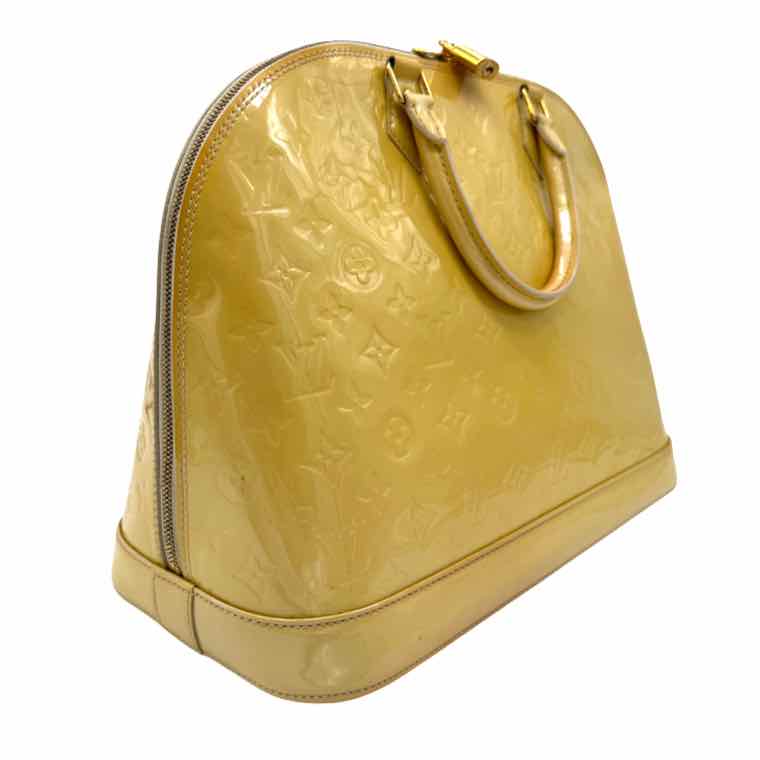 LOUIS VUITTON Vernis Leather Alma GM Yellow