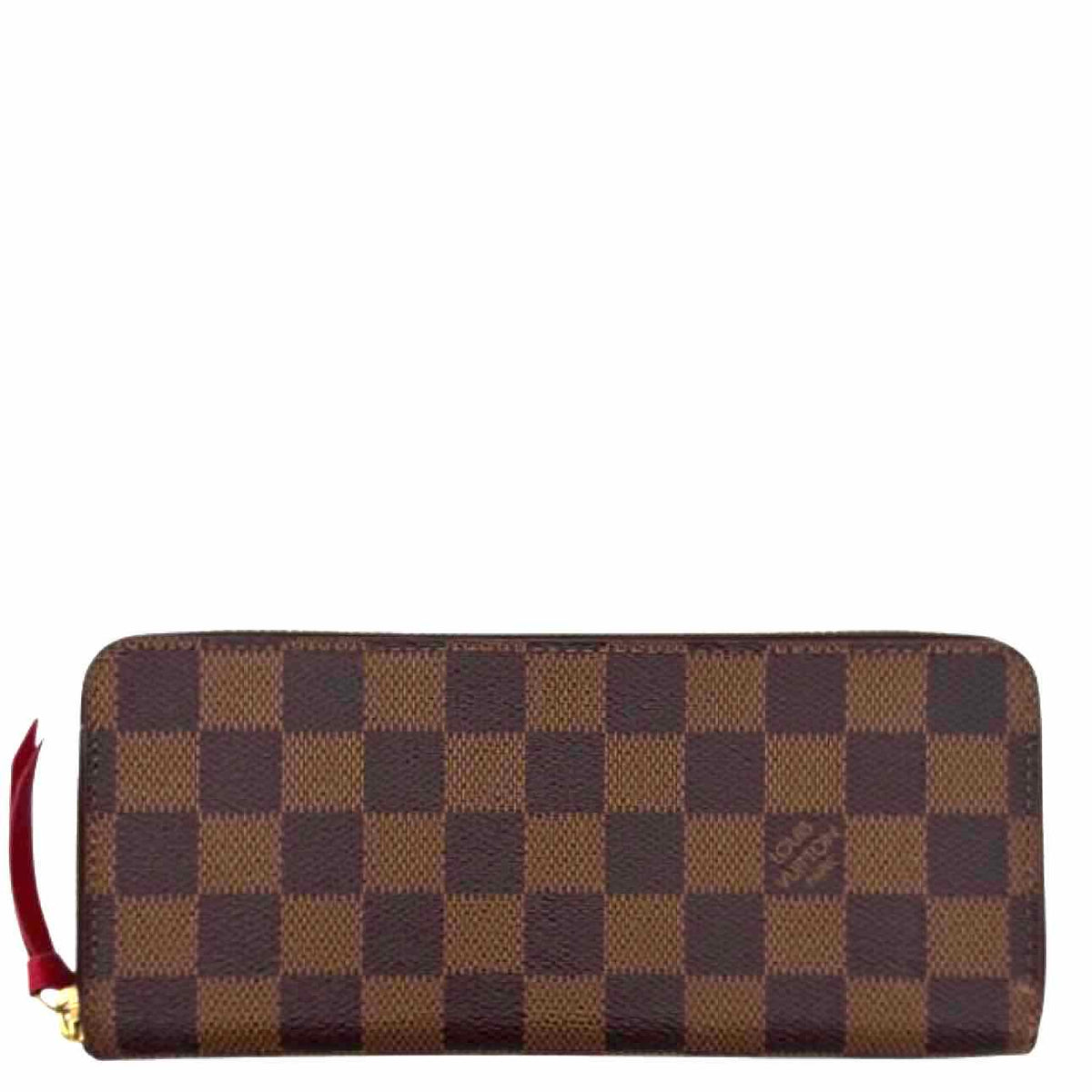 LOUIS VUITTON Damier Ebene Canvas Clemence Wallet Brown