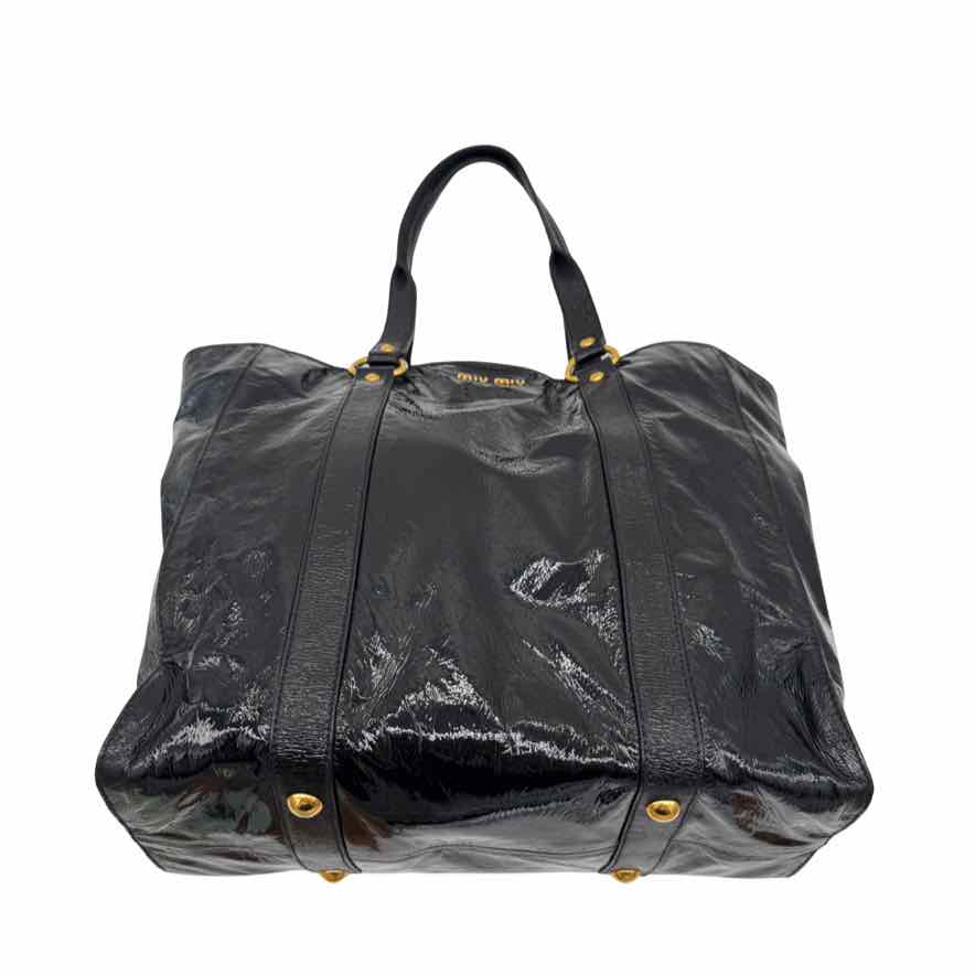 MIU MIU Patent Leather Tote Black (Pre-Owned)