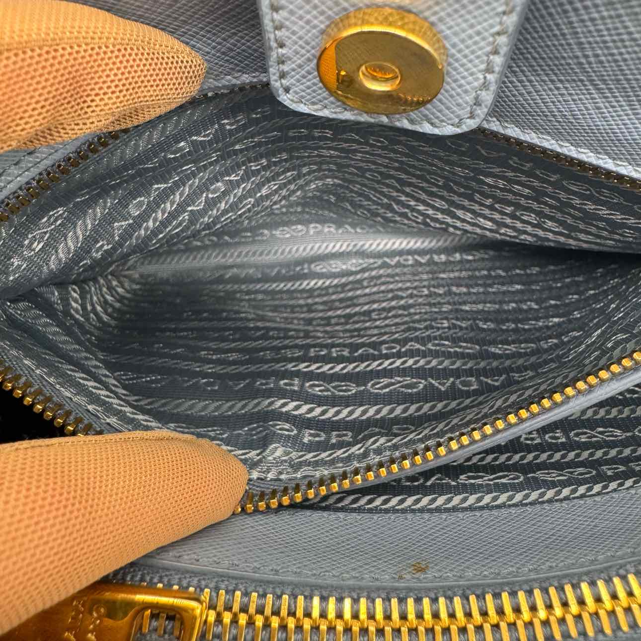 PRADA Saffiano Lux Medium  Promenade Tote Blue