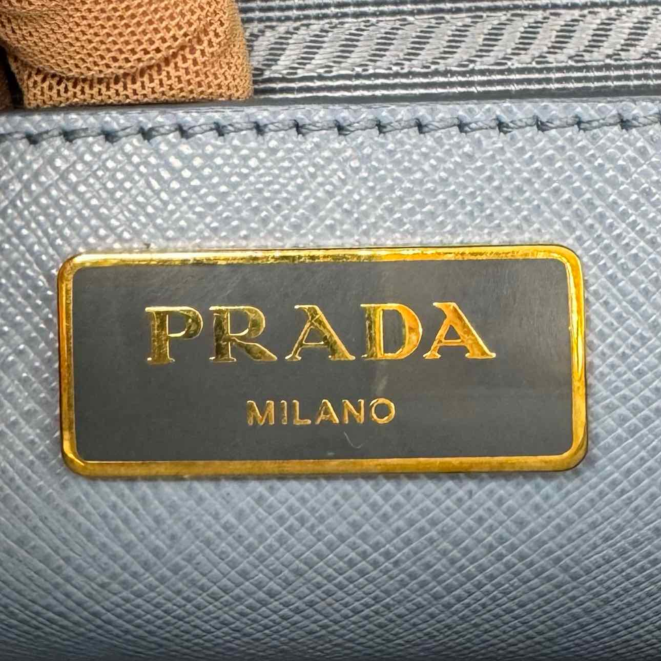 PRADA Saffiano Lux Medium  Promenade Tote Blue