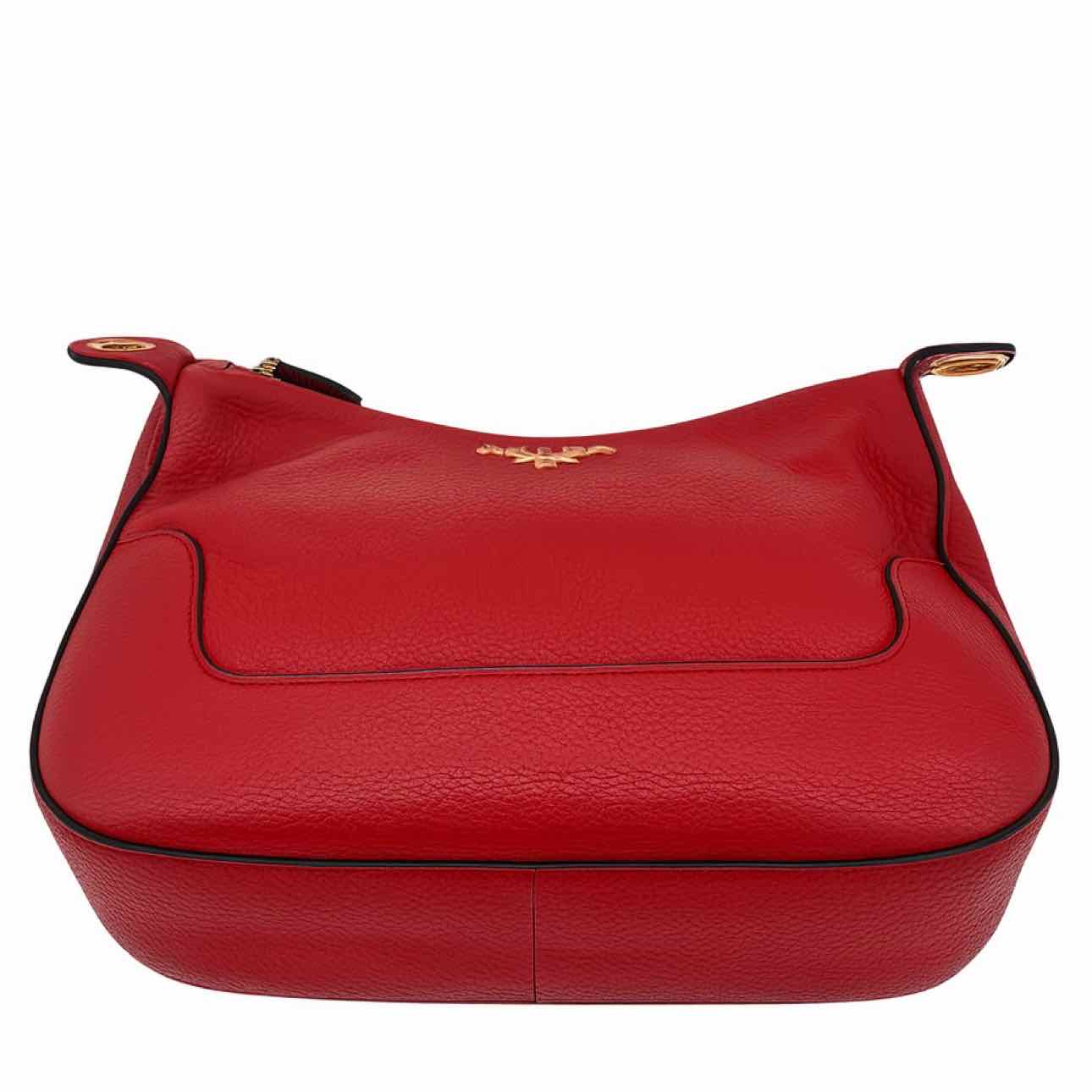 PRADA Vitello Daino Crossbody Bag Red