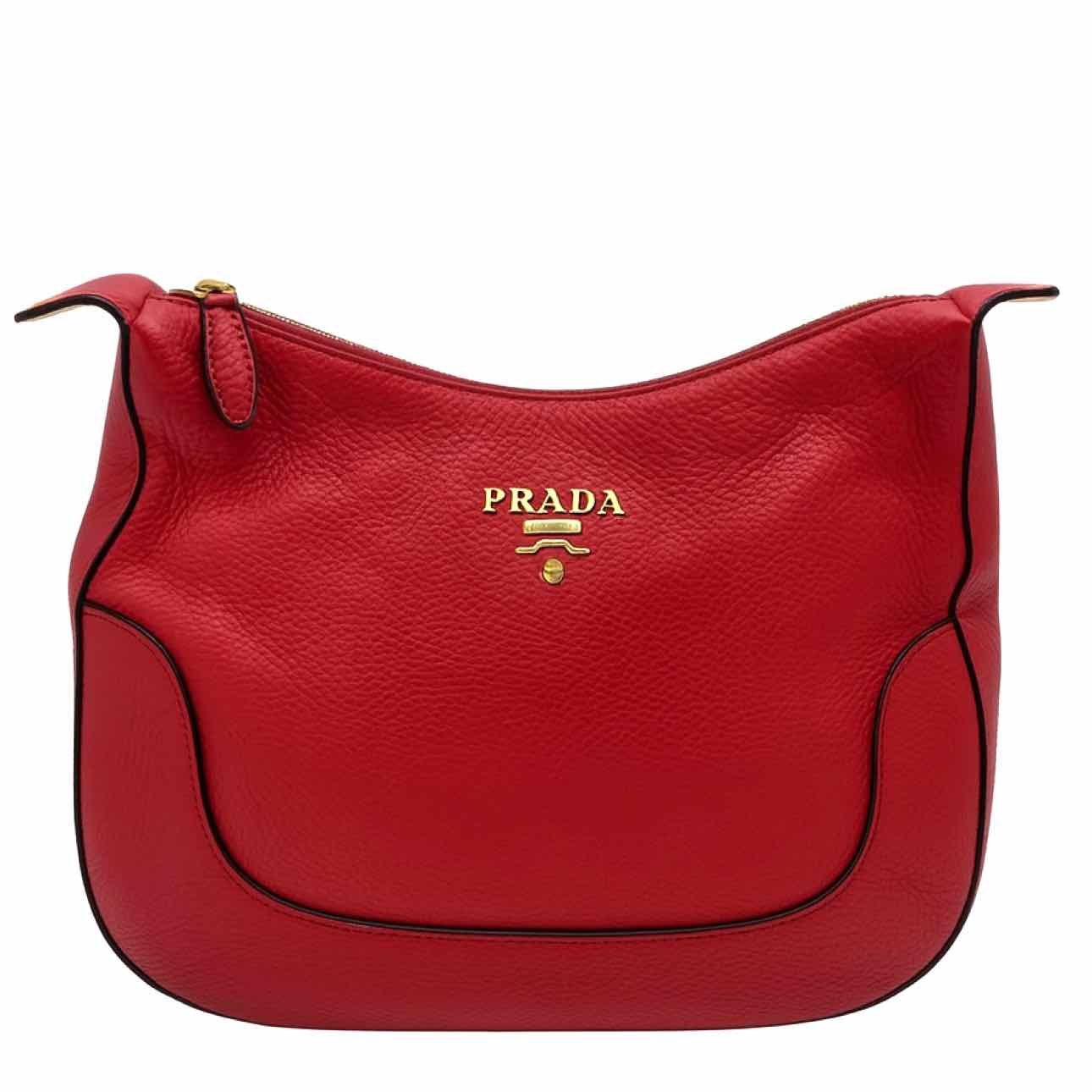 PRADA Vitello Daino Crossbody Bag Red