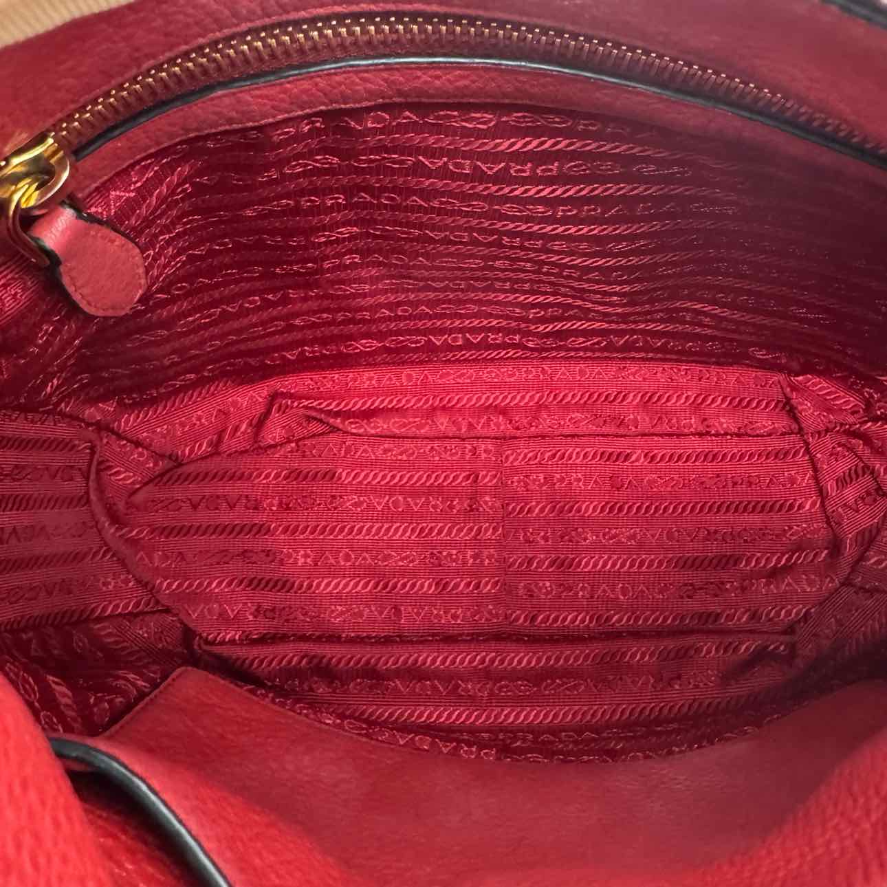 PRADA Vitello Daino Crossbody Bag Red