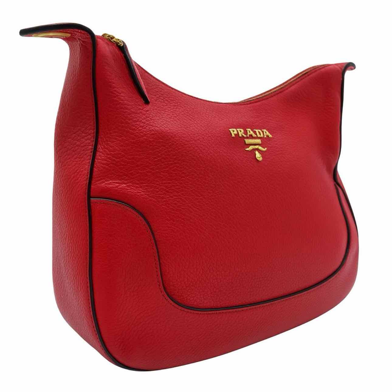 PRADA Vitello Daino Crossbody Bag Red
