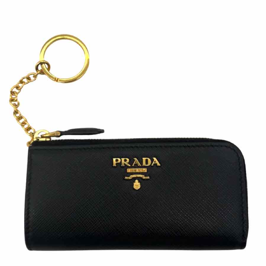 PRADA Vitello Move Zip-Around Key Case Black