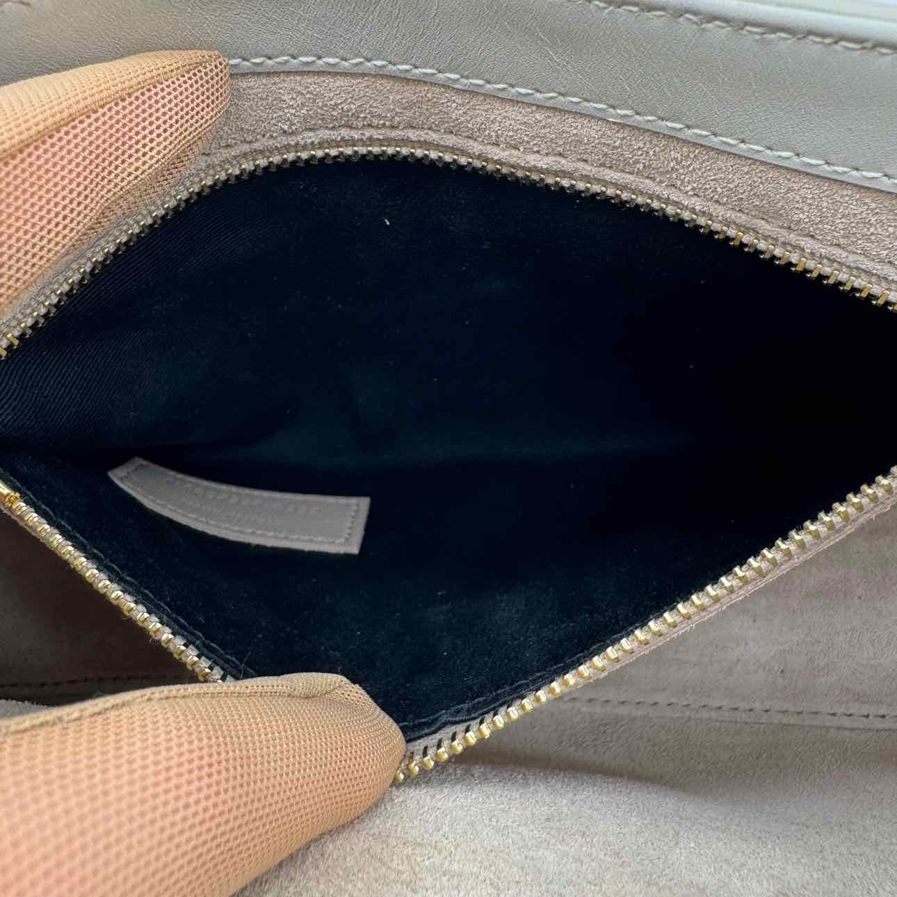SAINT LAURENT Calfskin Leather Le 5 A 7 Ivory Hobo Bag Ivory (Pre-Owned)