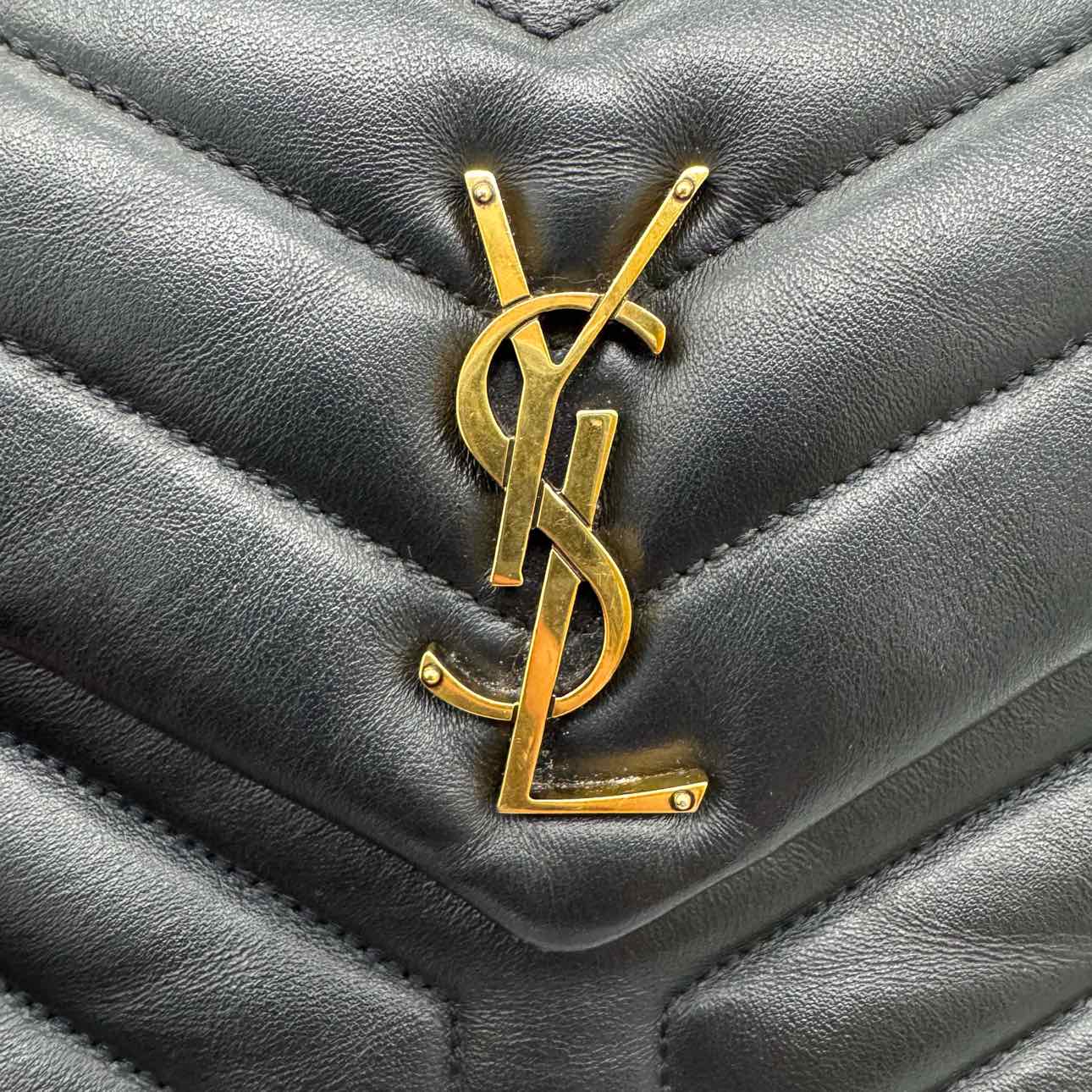 SAINT LAURENT Calfskin Matelasse Chevron Small Loulou Shoulder Bag