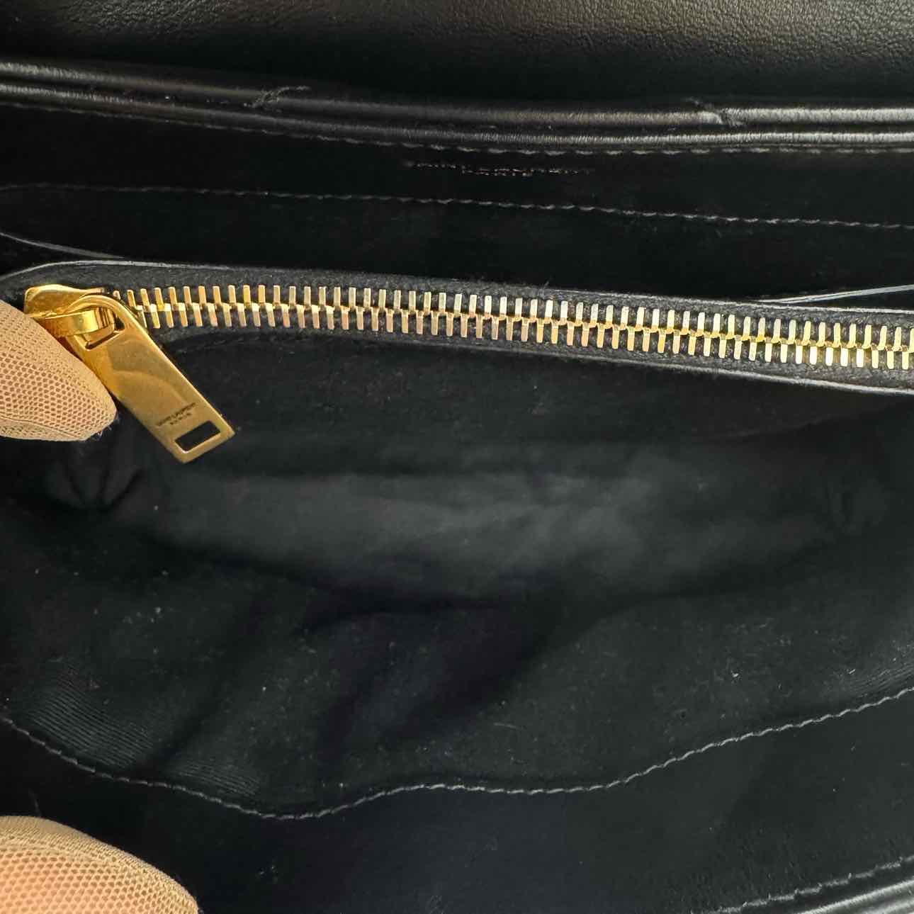 SAINT LAURENT Calfskin Matelasse Chevron Small Loulou Shoulder Bag