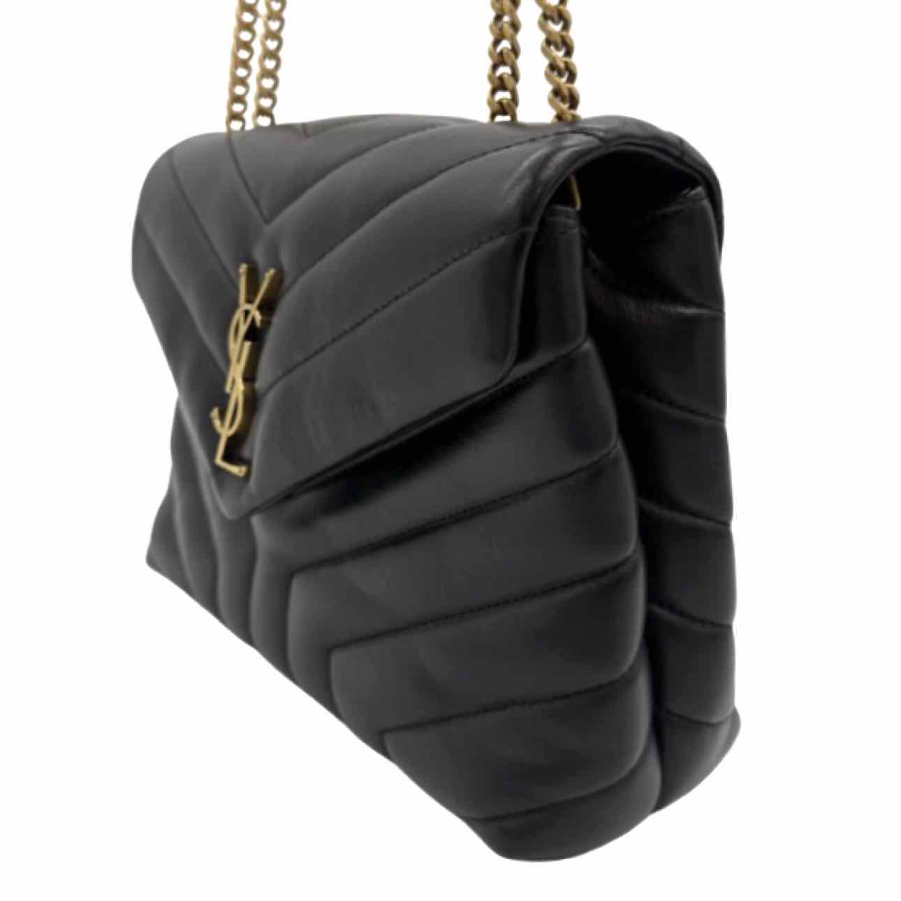 SAINT LAURENT Calfskin Matelasse Chevron Small Loulou Shoulder Bag