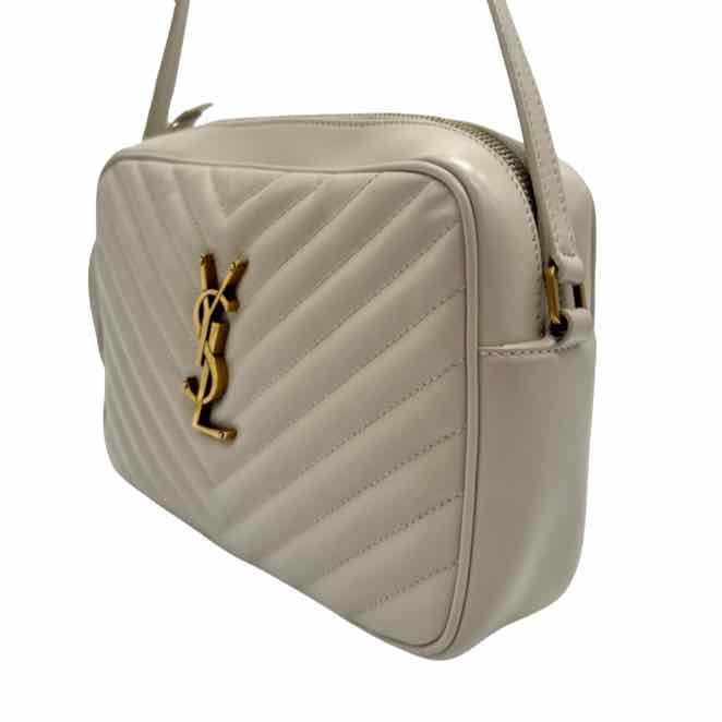 SAINT LAURENT Calfskin Quilted Medium Lou Camera Bag Beige (Pre-Owned)