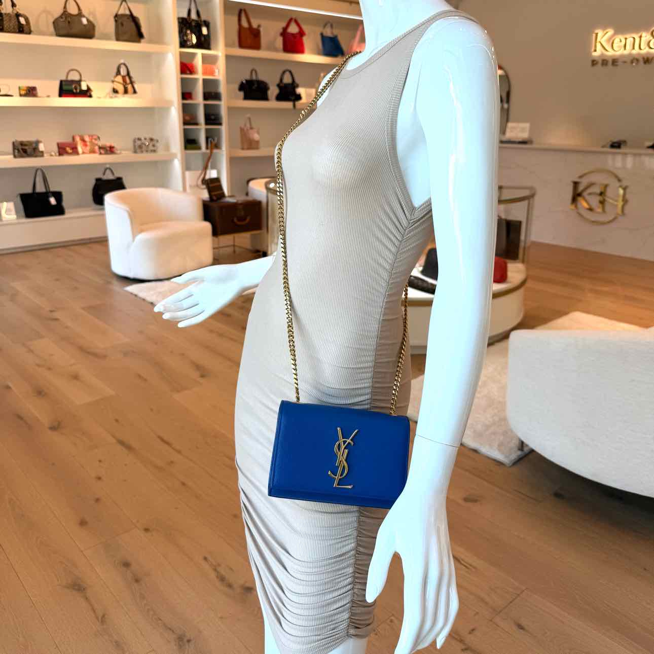 SAINT LAURENT Grain De Poudre Kate Satchel Ultramarine