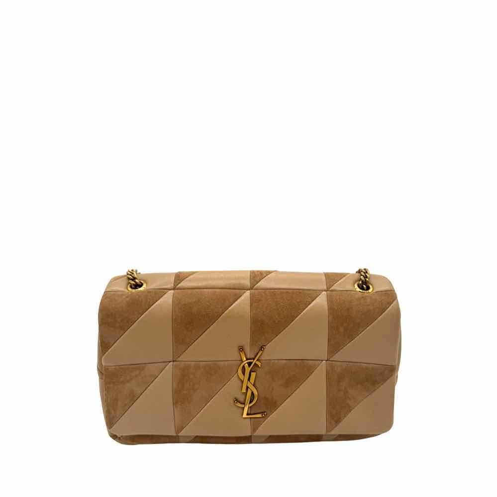 SAINT LAURENT Lambskin Suede Quilted Medium Jamie Brown Bag (Pre-Owned)