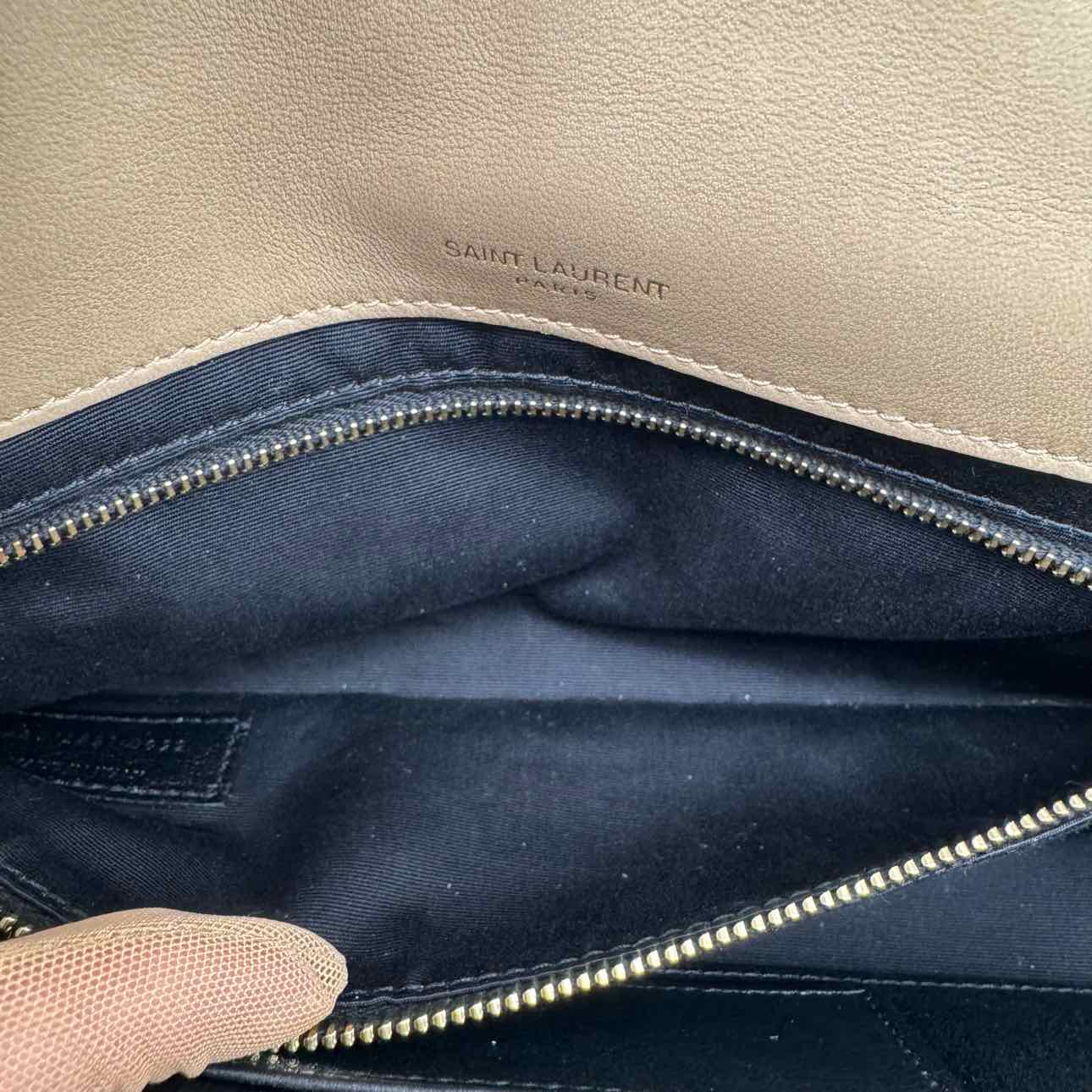 SAINT LAURENT Lambskin Suede Quilted Medium Jamie Brown Bag (Pre-Owned)