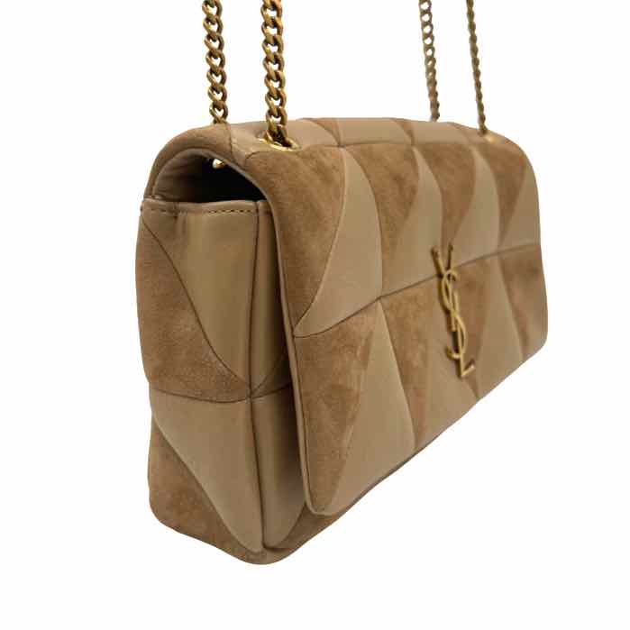 SAINT LAURENT Lambskin Suede Quilted Medium Jamie Brown Bag (Pre-Owned)