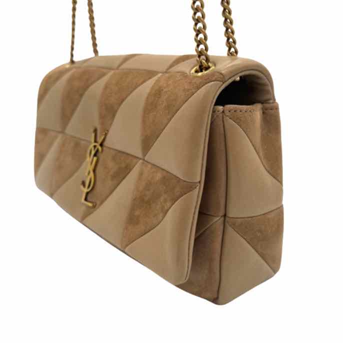 SAINT LAURENT Lambskin Suede Quilted Medium Jamie Brown Bag (Pre-Owned)