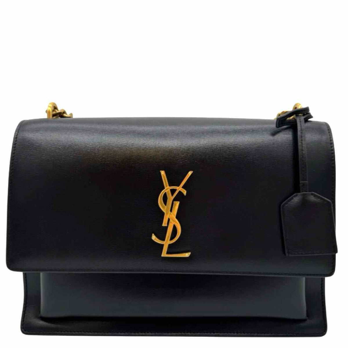 SAINT LAURENT Calfskin Large Sunset Shoulder Bag Black