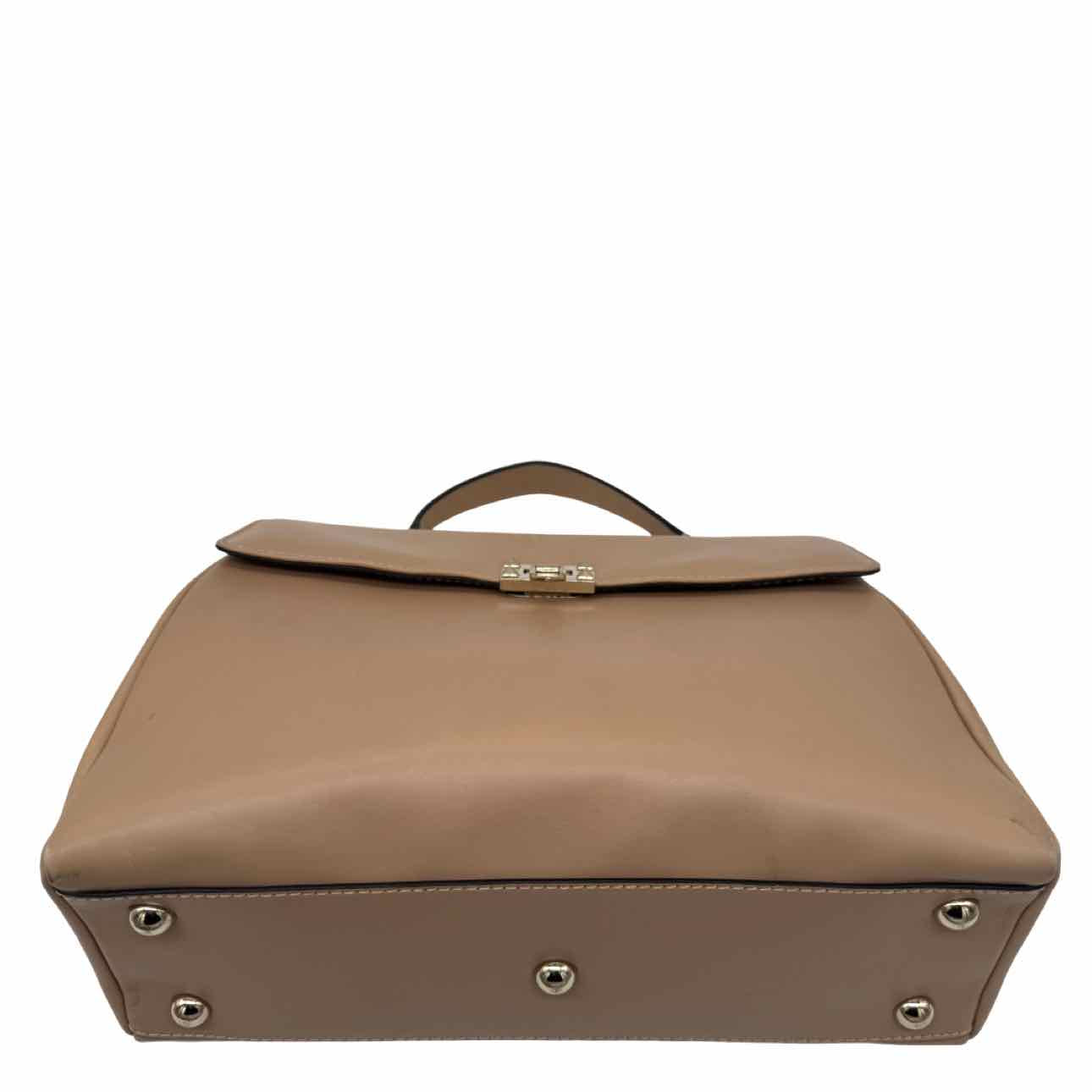 VALENTINO Garavani Rockstud Flap Satchel Beige