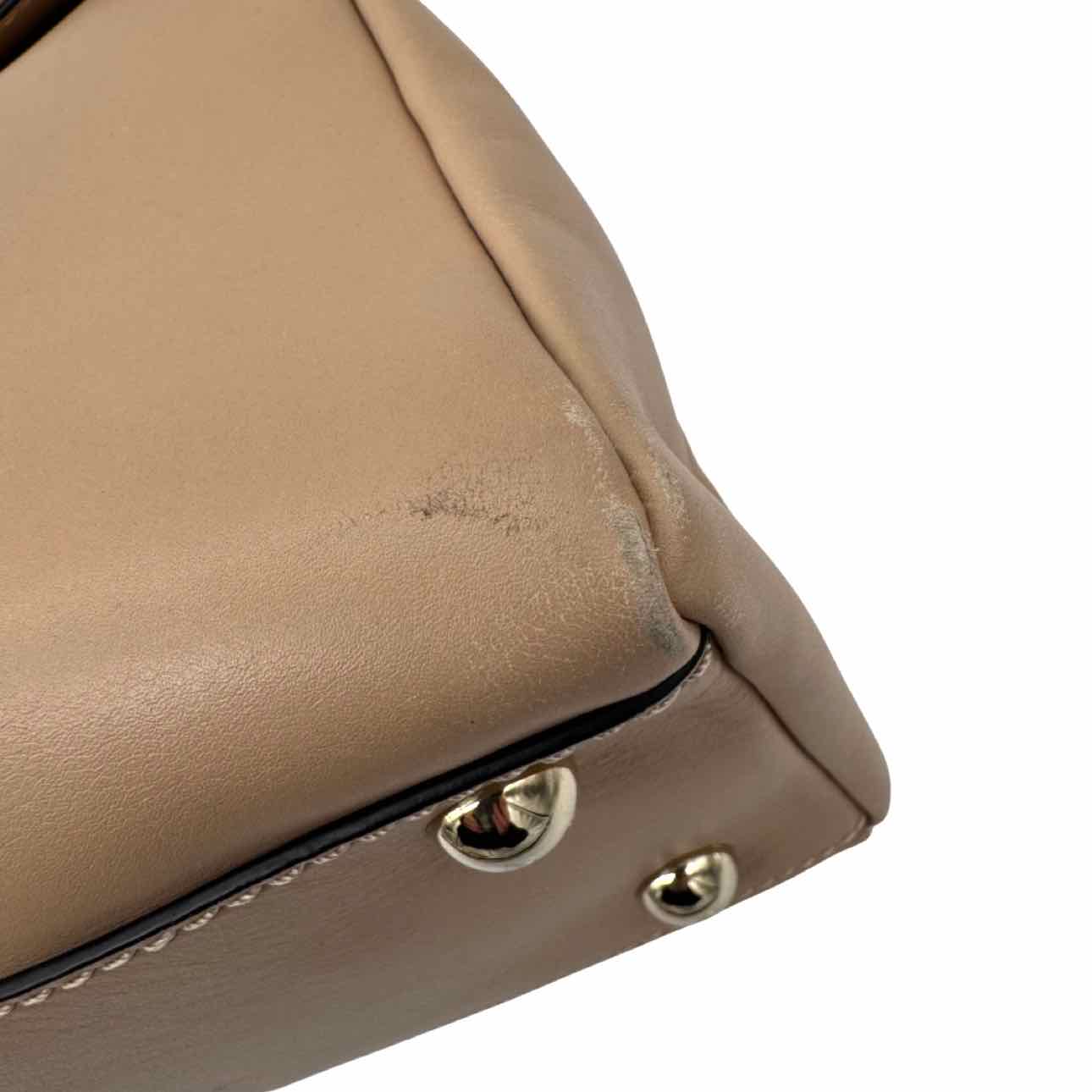 VALENTINO Garavani Rockstud Flap Satchel Beige