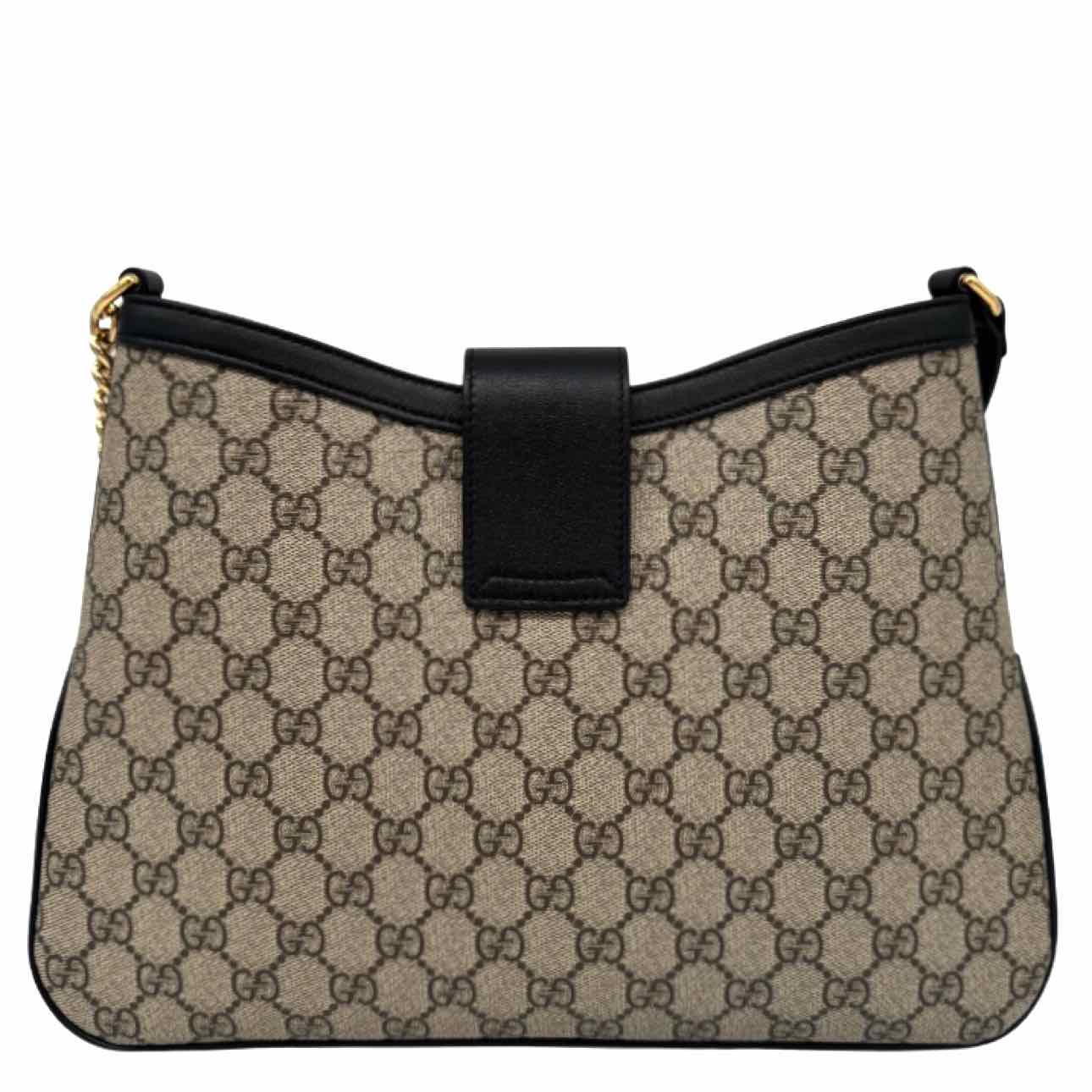 GUCCI Supreme Canvas Medium Padlock Shoulder Bag Black