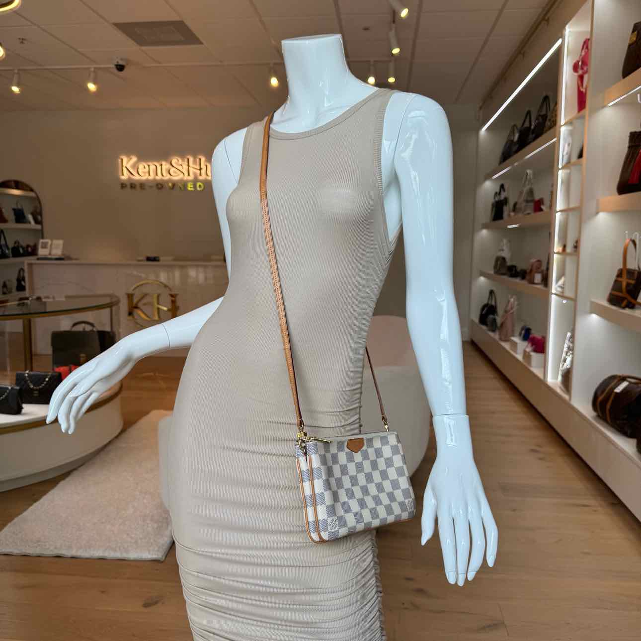 LOUIS VUITTON Damier Azur Double Zip Pouchette Crossbody (Preowned)