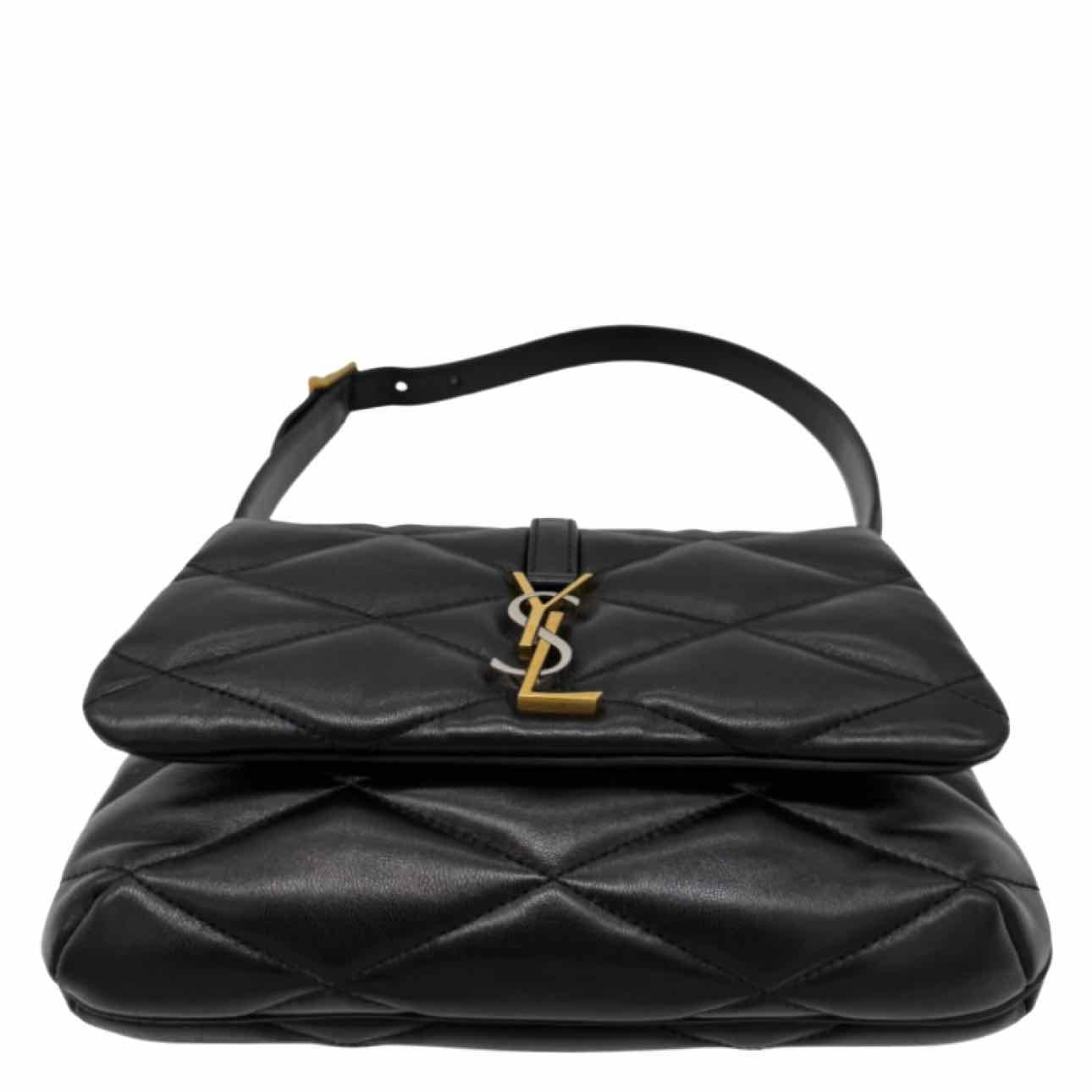SAINT LAURENT Quilted Lambskin Diamond Sac Le 5 À 7 Sac Shoulder Bag Black
