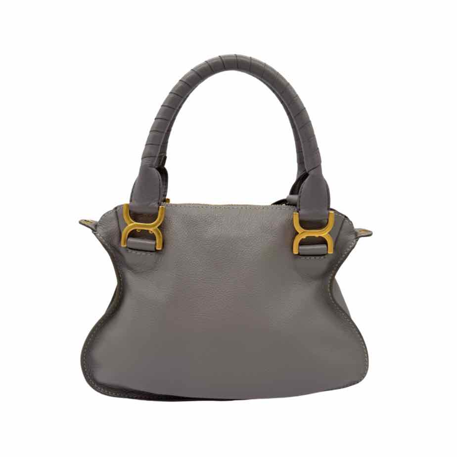 CHLOE Calf Leather Small Marcie Bag Cashmere Grey (Pre-Owned)