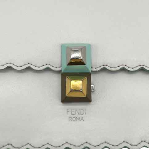 Fendi Vitello Liberty Scalloped Studded Kan Bag White ((Pre-Owned)