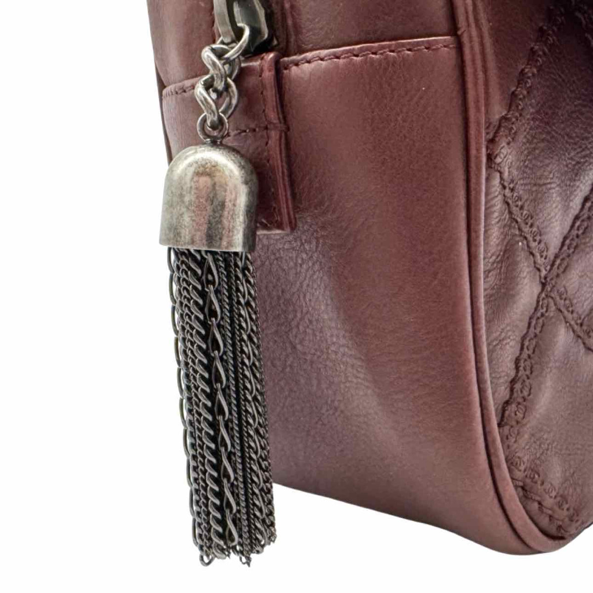 CHANEL Diamond Quilted Calfskin Paris Edinburgh Coco Flap Bag Burgundy