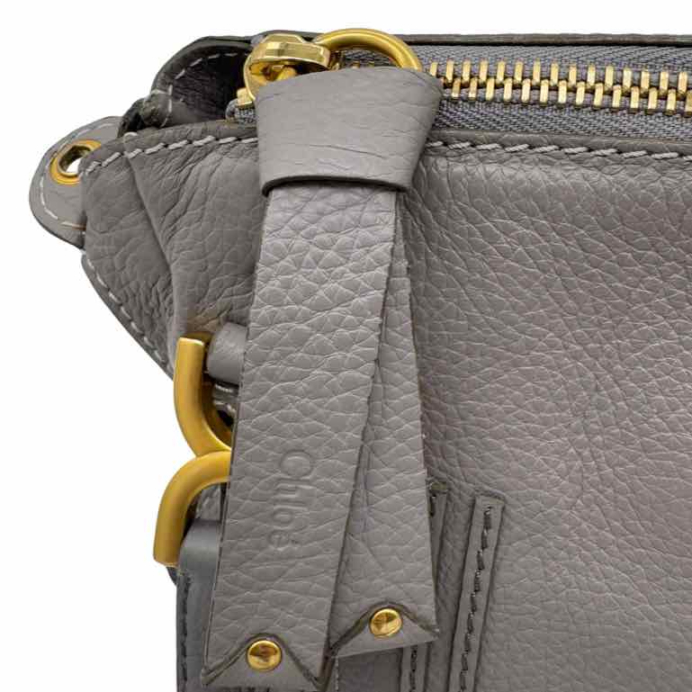 CHLOE Calf Leather Small Marcie Bag Cashmere Grey (Pre-Owned)