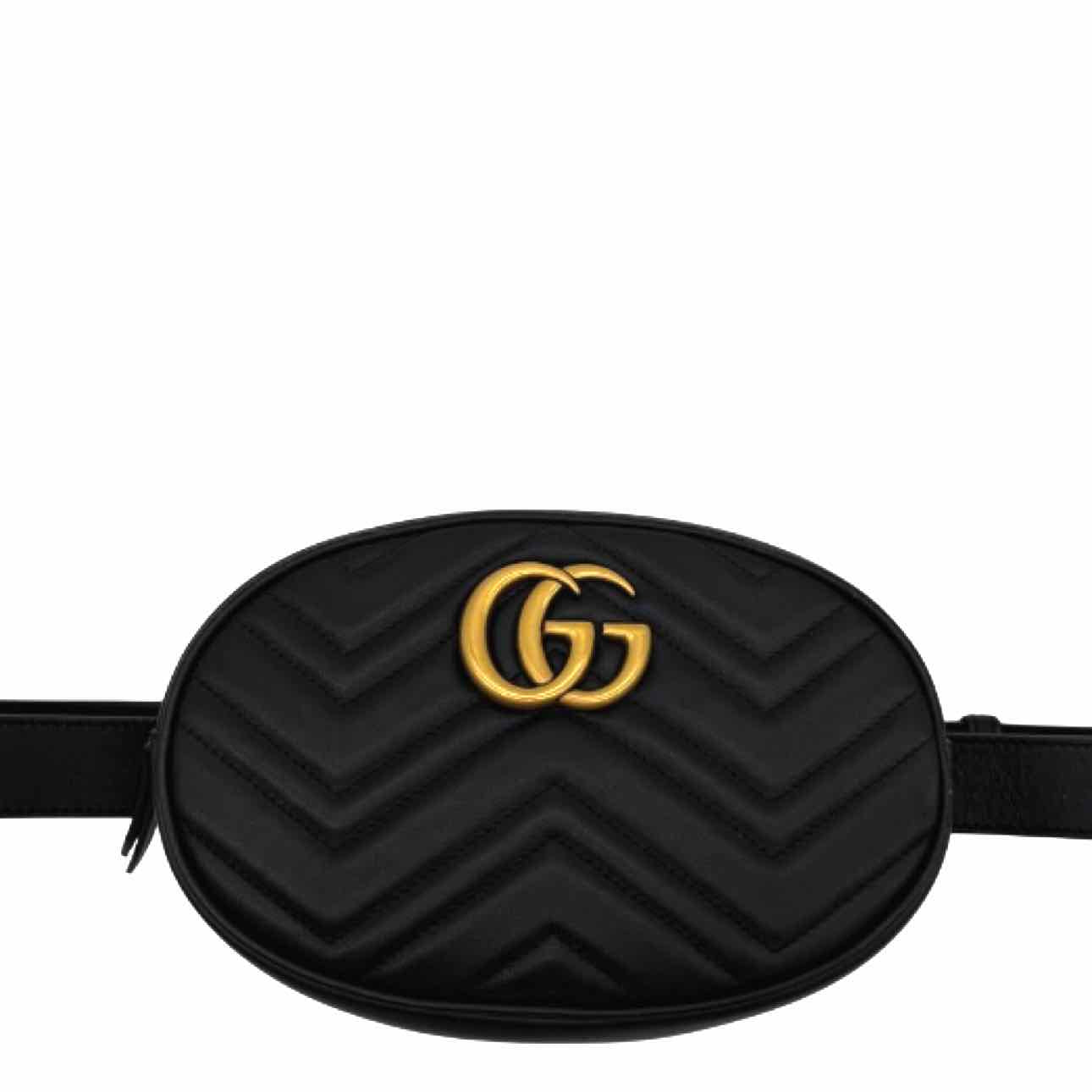 GUCCI Matelasse Chevron Marmont Belt Bag Black