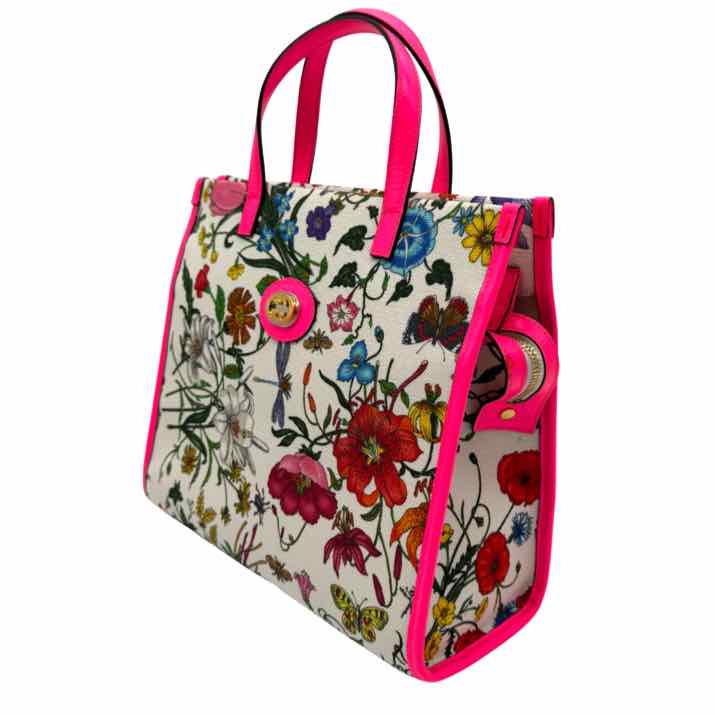GUCCI Canvas Flora Medium Tote Ivory (Pre-Owned)