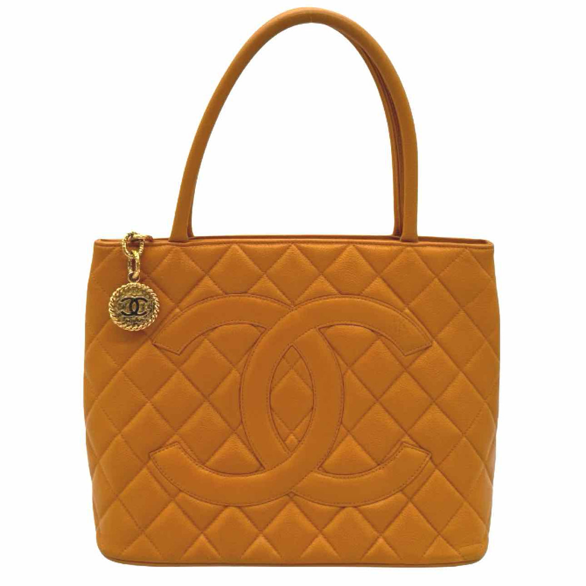 CHANEL Caviar Leather Medallion Tote Yellow